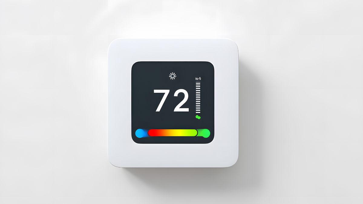 Bimetál termosztát digitális kijelzővel, 72 fokos beállítással.